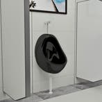 vidaXL Wandurinoir met spoelklep keramiek zwart, Verzenden, Nieuw