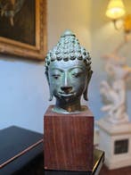 Grande Testa di Budda Bronze - sculptuur - Thailand (Zonder