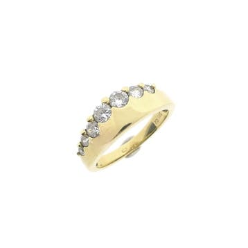Gouden rijring met zirconia, Gebruikt, Ophalen of Verzenden, 17 tot 18, Met edelsteen