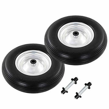 vidaXL Kruiwagenwielen met assen 4,00-8 390 mm massief PU 2, Verzenden, Nieuw