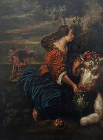 Nicolaes Berchem (1620–1683), Kring van - Europa y el toro -