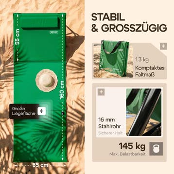 Strandmat Groen 158x56x46cm gestoffeerd (Ligbed - Lounge), Verzenden, Nieuw