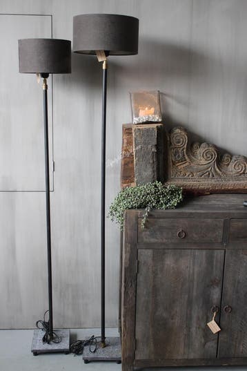 Grijs metalen vloerlamp met hardstenen voet 140 cm, Ophalen of Verzenden, Nieuw