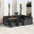 vidaXL Tuinbankenset 13 pcs Zwart poly rattan, Verzenden, Nieuw, Rotan, 3 zitplaatsen