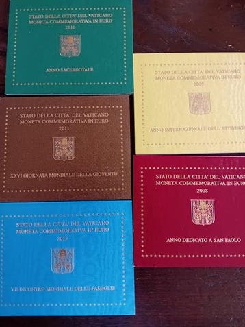 Vaticaan. 2 Euro 2008/2012 (5 coins)