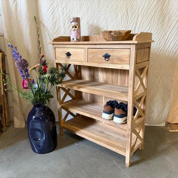 Sidetable - wandtafel - teakhout - vanaf € 99,-  TTM Wonen, Teakhout, Nieuw, Ophalen of Verzenden, Landelijk