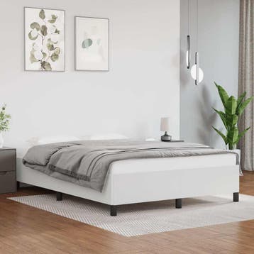 vidaXL Bedframe zonder matras 140x190 cm kunstleer wit, Overige materialen, Verzenden, Wit, Nieuw