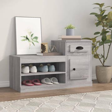 vidaXL Schoenenkast 100x42x60 cm bewerkt hout grijs sonoma, Verzenden, Nieuw