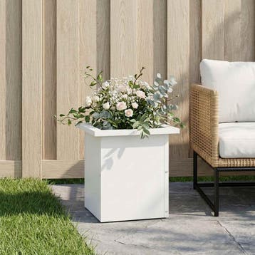 vidaXL Plantenbak met led Wit 30 x 30 x 30 cm Staal, Verzenden, Minder dan 60 cm, Nieuw, Metaal