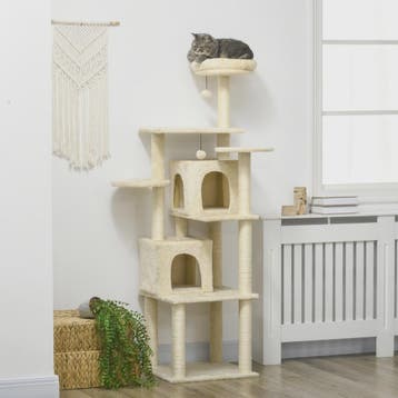 PawHut Luxe Kattenboom met Krabpalen, 6 Plateaus en 2 Knusse, Verzenden, Nieuw