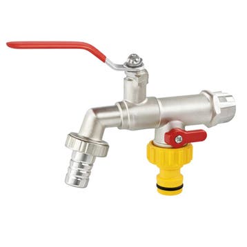 Dubbele tuinkraan 1/2 met hendel | PTFE afdichting, Verzenden, Nieuw