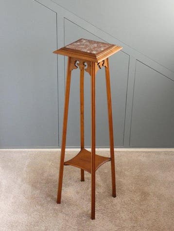 Plantentafel - Hoge Bijzettafel (110 cm) - Hout, Marmer