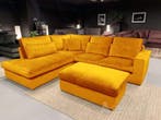 Hoekbank Leusden - hoekbanken - Geel - Velvetstof, Nieuw, 150 cm of meer, Stof, 250 tot 300 cm