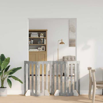vidaXL Opvouwbaar huisdierhek 4 st Beton Grijs 201 x 38 x 90, Dieren en Toebehoren, Verzenden, Nieuw