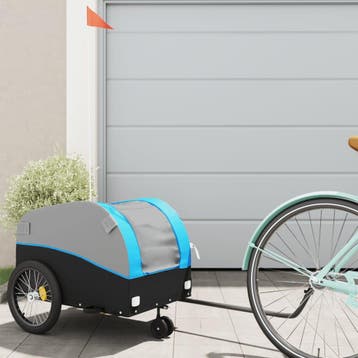 vidaXL Fietstrailer 30 kg ijzer zwart en blauw, Fietsen en Brommers, Fietsaccessoires | Aanhangers en Karren, Verzenden, Nieuw