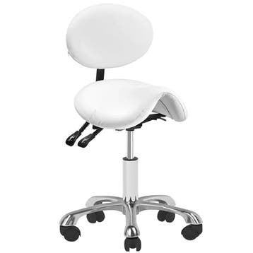 Ergonomische Zadelkruk met Rugleuning Wit – Cosmetische Kruk, Ophalen of Verzenden, Nieuw