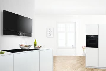 Bosch DWF97RU60 afzuigkap, Witgoed en Apparatuur, Afzuigkappen, Ophalen, Wandschouwkap, Zo goed als nieuw, Inbouw