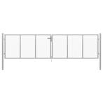 vidaXL Tuinpoort gegalvaniseerd staal 400x100 cm zilver, Verzenden, Nieuw