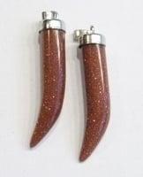 1 x Hanger haaientand Goldstone ca. 35 mm – goudkleur, Hobby en Vrije tijd, Kralen en Sieraden maken, Kraal, Nieuw, Ophalen of Verzenden