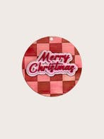 Muurdecoratie Kerst - Checkerboard - Handgeschilderd - Ø19c, Diversen, Kerst, Ophalen of Verzenden, Nieuw