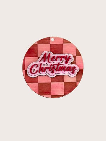 Muurdecoratie Kerst - Checkerboard - Handgeschilderd - Ø19c, Diversen, Ophalen of Verzenden, Nieuw
