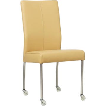 Set van 6 Leren eetkamerstoelen Comfort met wieltjes -, Huis en Inrichting, Stoelen, Ophalen of Verzenden, Nieuw, Leer