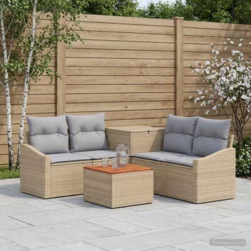 vidaXL Bankstel 6 st Beige en Licht Grijs Poly Rattan en, Verzenden, Nieuw
