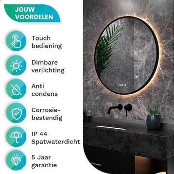 2dekans | Mirlux Badkamerspiegel - LED Verlichting &, Ophalen of Verzenden, Zo goed als nieuw