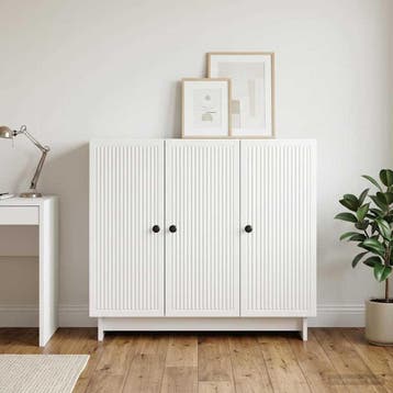vidaXL Dressoir Hoogglans Wit 89 x 34,5 x 80 cm Bewerkt hout, Verzenden, Nieuw, Overige houtsoorten, Minder dan 50 cm