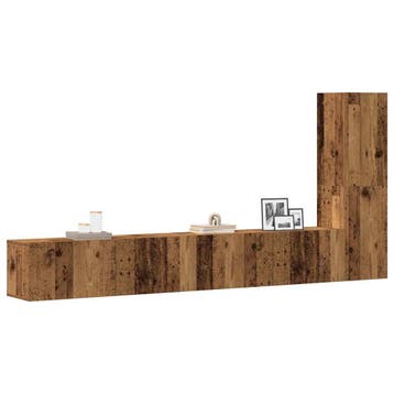 vidaXL 3-delig Tv-meubelset wandmontage bewerkt hout oud, Verzenden, Nieuw, Overige houtsoorten