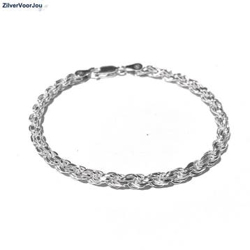 Zilveren rope armband 4 mm brede schakel, Verzenden, Nieuw, Zilver
