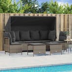 vidaXL 5-delige Loungeset met kussens poly rattan lichtgrijs, Verzenden, Nieuw, Rotan, Loungeset