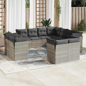 vidaXL 11-delige Loungeset met kussens poly rattan, Verzenden, Nieuw, Loungeset