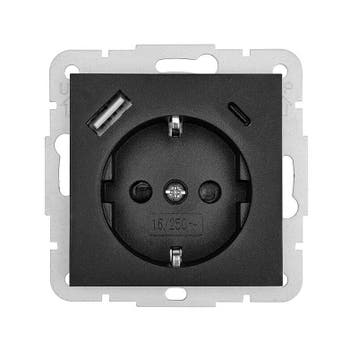 LEDmaxx Inbouw contactdoos zwart met 1x USB-A & 1x USB-C..., Ophalen of Verzenden, Nieuw