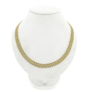 Gouden fantasieschakel collier; 14 karaat; 43,5 cm (Ketting), Ophalen of Verzenden, Gebruikt, Goud, Goud