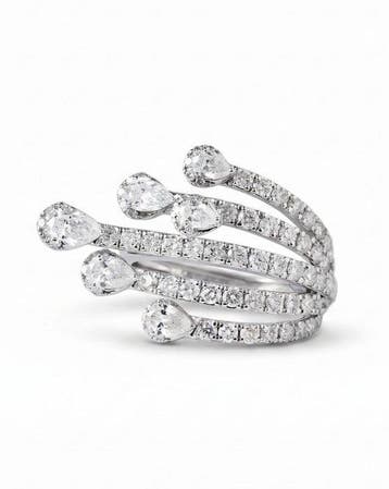 Statement ring - 14 karaat Witgoud - 2.46ct. tw. Diamant