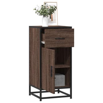 vidaXL Dressoir 35,5x35x76 cm bewerkt hout en metaal bruin, Verzenden, Nieuw, Overige houtsoorten