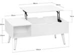 Woltu Lift-Up Salontafel - Uitschuifbaar & Verstelbaar - Wit, Verzenden, Nieuw