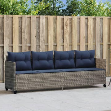 vidaXL Ligbed met kussen poly rattan grijs, Verzenden, Nieuw