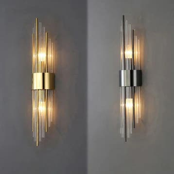 Luxe Gouden LED Wandlamp – RVS &amp; Kristal Verlichting, Verzenden, Nieuw