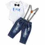 1e verjaardag set met spijkerbroek, bretels en romper+striK, Verzenden, Nieuw, Sweet-One, Pakje