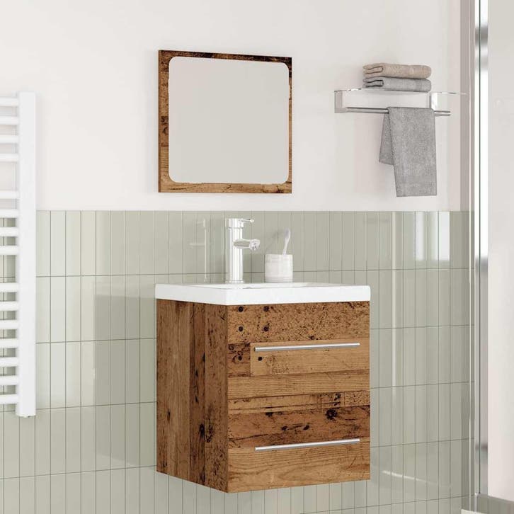 vidaXL Badkamermeubelset met lade 2 pcs Oud Hout Bewerkt, Huis en Inrichting, Badkamer | Badkamermeubels, Overige typen, Nieuw