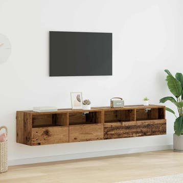 vidaXL TV Wandkasten 2 st Oud Hout Bewerkt hout, Verzenden, Nieuw, 50 tot 100 cm, Minder dan 100 cm