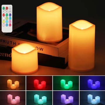 Set van 3 RGB LED Kaarsen met Afstandsbediening en Timer, Huis en Inrichting, Woonaccessoires | Kandelaars en Kaarsen, Verzenden
