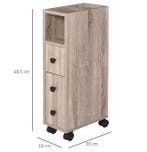 Smalle Eikenhouten Badkamerkast op Wielen met Lade en Plank, Verzenden, Nieuw
