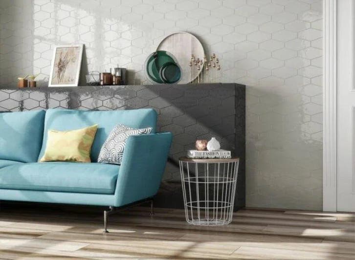 Wandtegel Cifre Cerámica Viena Gris Grijs Glans 10x20, Doe-het-zelf en Verbouw, Tegels, Minder dan 20 cm, 20 tot 40 cm, 10 m² of meer