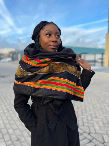Warme Sjaal met Afrikaanse print Unisex - Zwart Pan African, Kleding | Dames, Ophalen of Verzenden, Nieuw