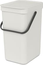 Brabantia Sort & Go Prullenbak - 12 liter - Light Grey, Huis en Inrichting, Woonaccessoires | Prullenbakken, Verzenden, Nieuw