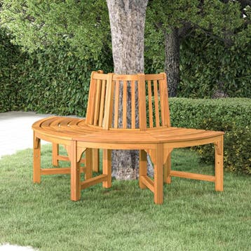 Halfronde tuinbank hout | 35% Korting | B-keuze, Tuin en Terras, Ophalen of Verzenden, Nieuw, Hout