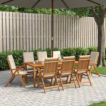 vidaXL 9-delige tuinset Naturel Massief Acaciahout, Huis en Inrichting, Verzenden, Nieuw